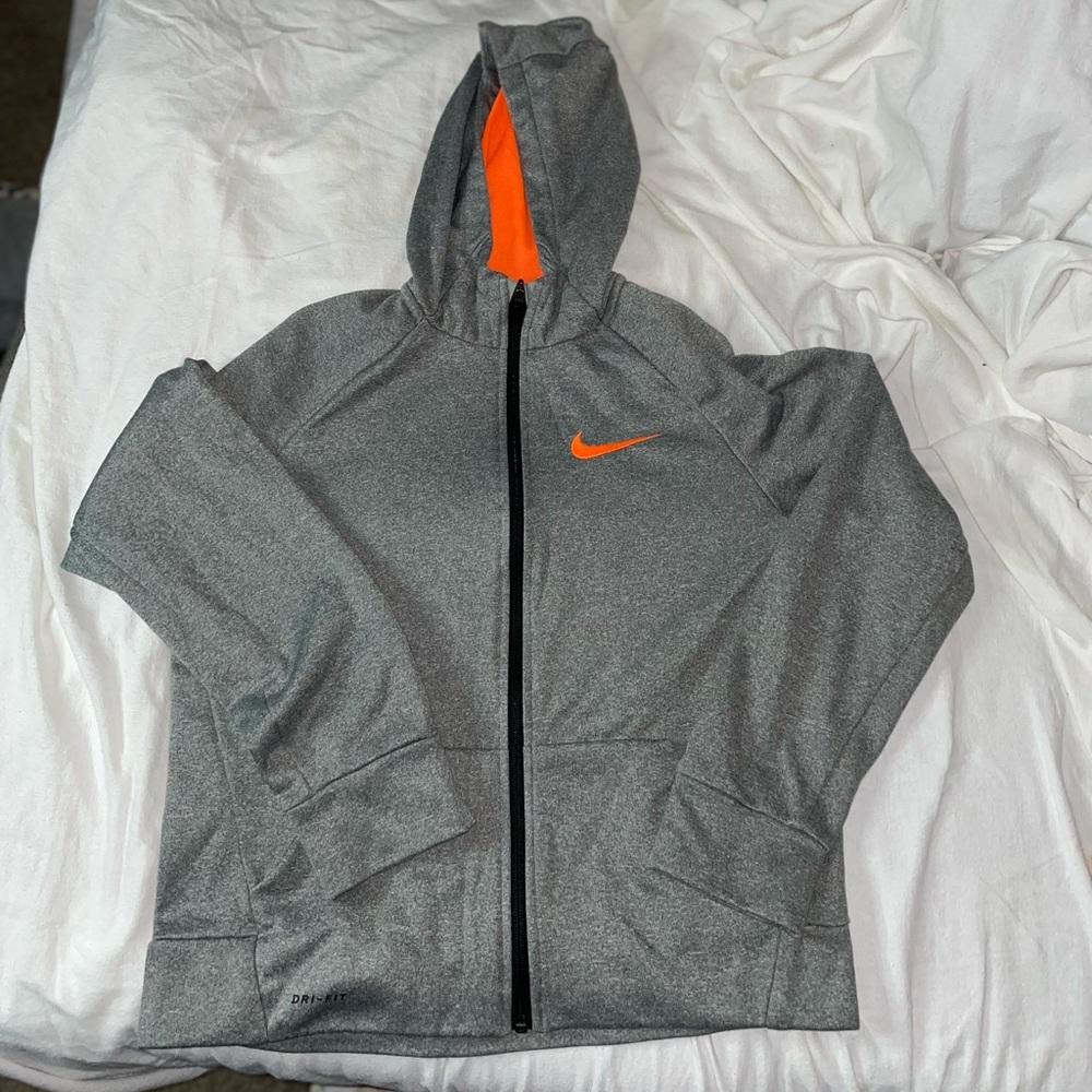 Gray/orange Nike zip up jacket